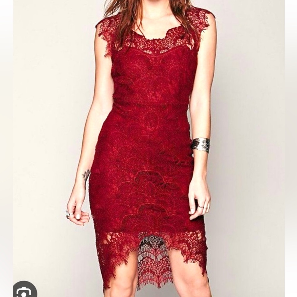 Free People We The Free Burgundy Lace Dress